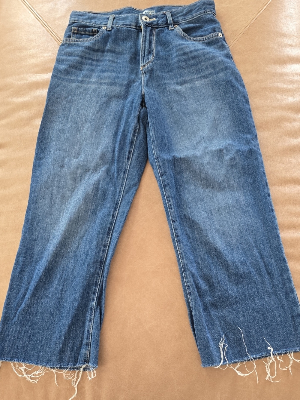 Girl’s Sugar & Jade Blue Wide-Leg Crop Jeans